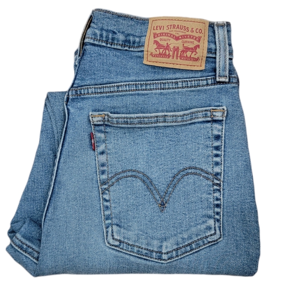 Levi’s Women’s Wedgie Straight Leg High Rise Blue Denim Button Fly Retro… - Picture 8 of 15
